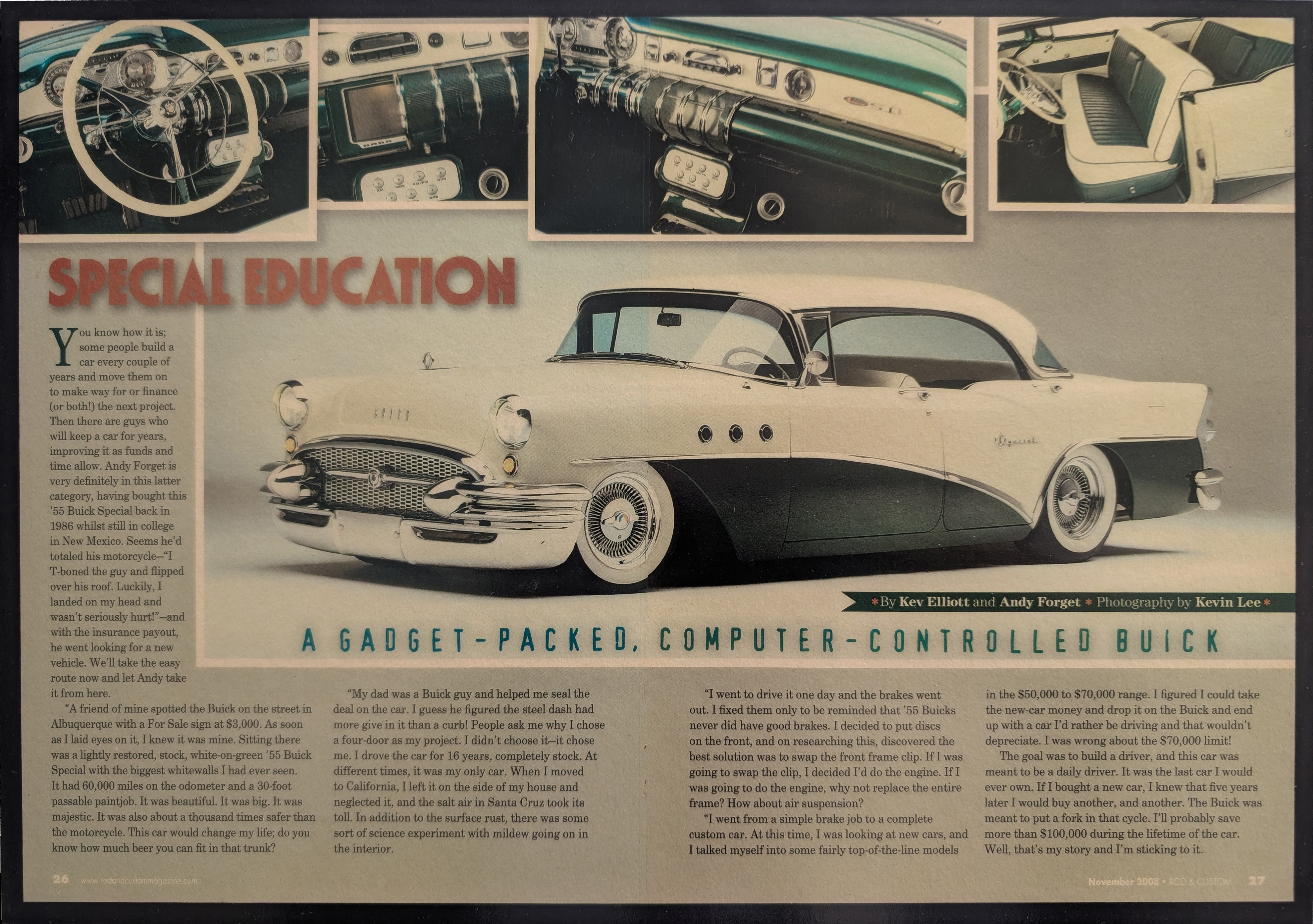 Front Rod and Custom feature spread for Andy Forget's 1955 Buick Special